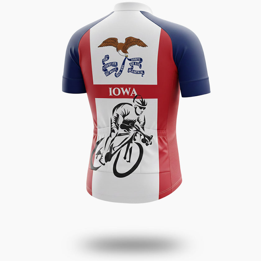 Iowa State Flag Men's Cycling Jersey & Bib Short - Short Sleeve Cycling Jersey-White