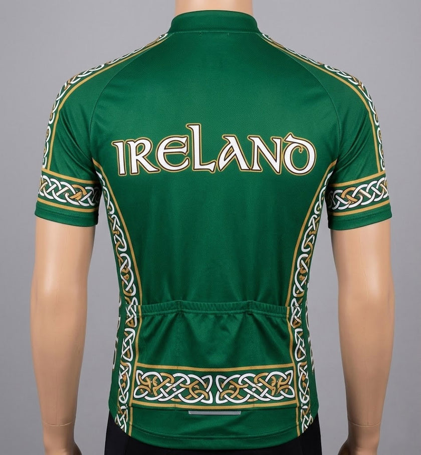 Ireland Cycling Jersey, Ireland Green Cycling Kit - Short Sleeve Cycling Jersey-Black