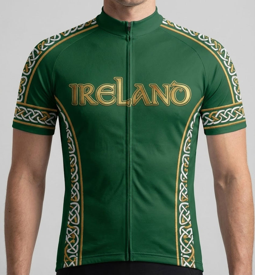 Ireland Cycling Jersey, Ireland Green Cycling Kit - Short Sleeve Cycling Jersey-Green