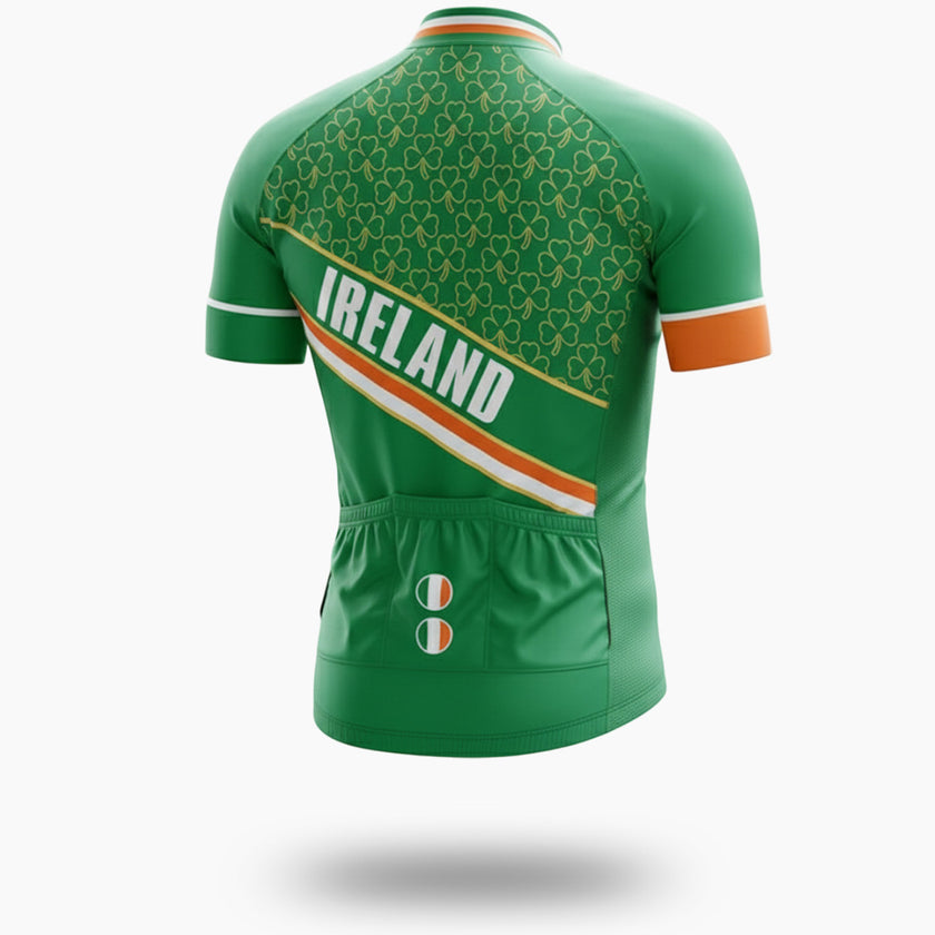 Ireland Cycling Jersey, Irish Patrick Day Bike Jersey, Green Men's Cycling Jersey - Short Sleeve Cycling Jersey-White