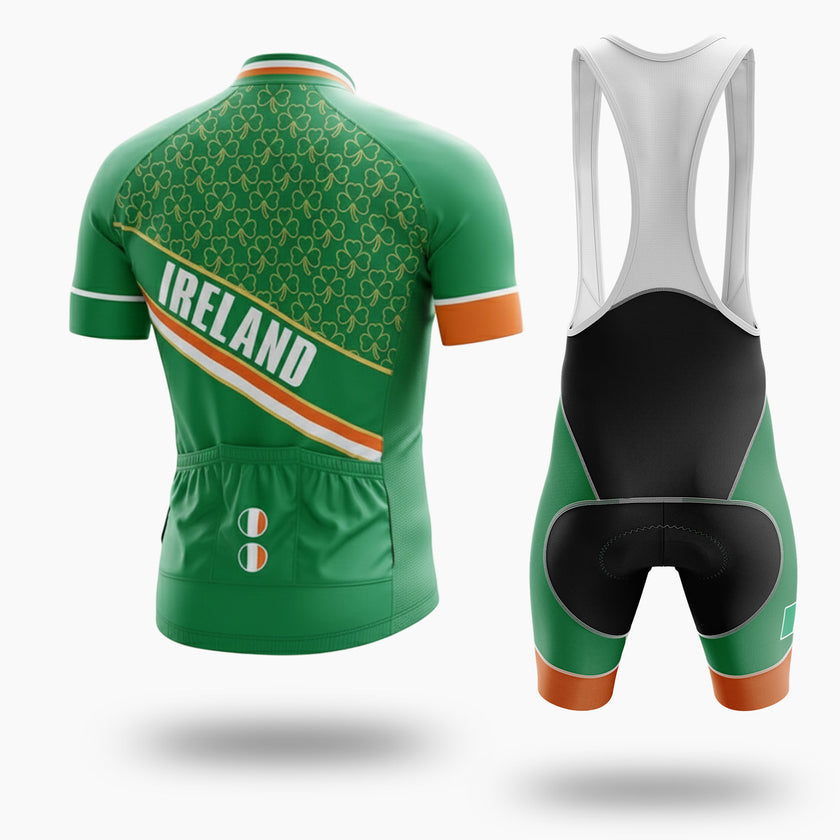 Ireland Cycling Jersey, Irish Patrick Day Bike Jersey, Green Men's Cycling Jersey - Short Sleeve Cycling Jersey Kit-White