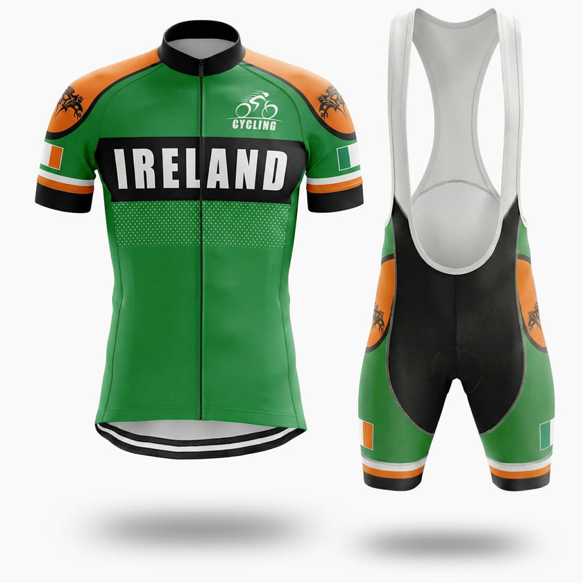 Ireland Flag Cycling Jersey, Gift For Irish People Love Cycling, Cycling Full Kit - Short Sleeve Cycling Jersey Kit-White