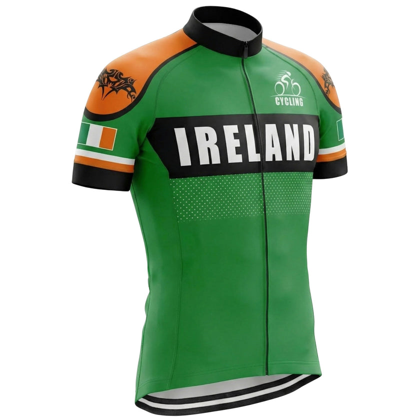 Ireland Flag Cycling Jersey, Gift For Irish People Love Cycling, Cycling Full Kit - Short Sleeve Cycling Jersey-White