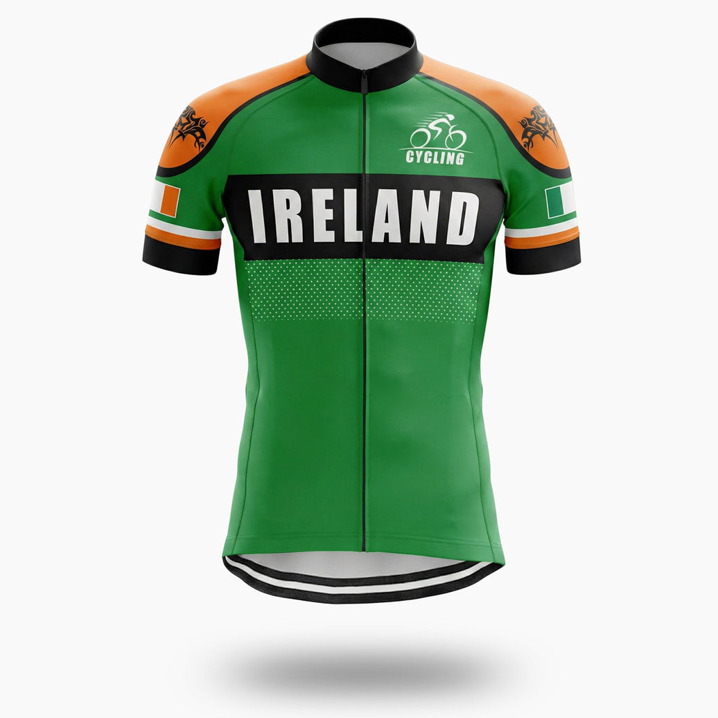 Ireland Flag Cycling Jersey, Gift For Irish People Love Cycling, Cycling Full Kit - Short Sleeve Cycling Jersey-White