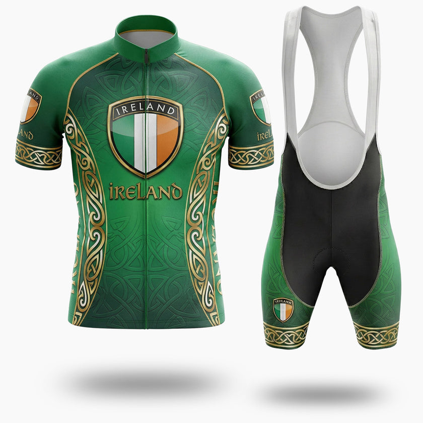 Ireland Flag, Ireland Luxury Cycling Jersey Full Kit - Short Sleeve Cycling Jersey Kit-White