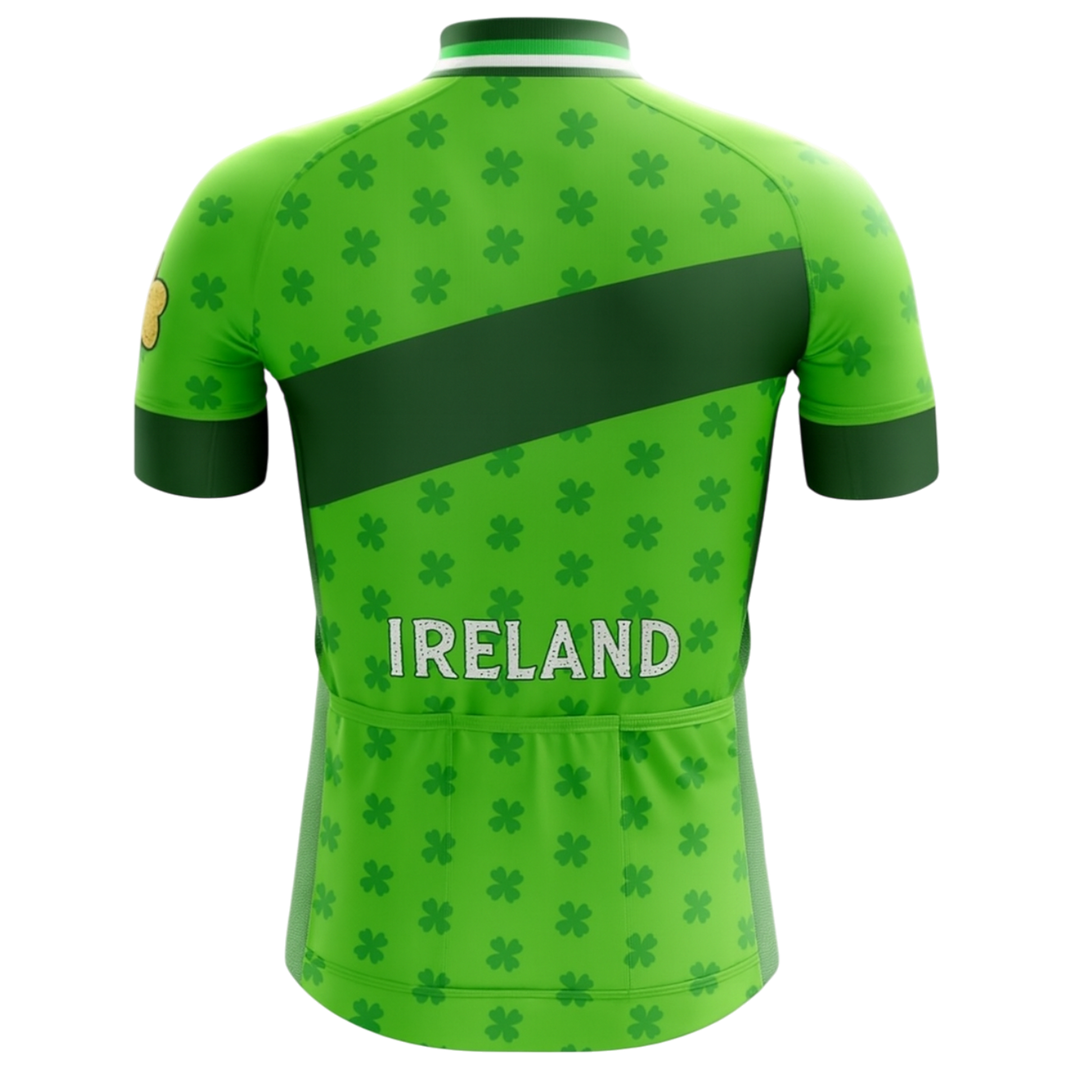 Ireland Irish Leaf Cycling Jersey For Men, Irish Green Jersey - Short Sleeve Cycling Jersey-Green