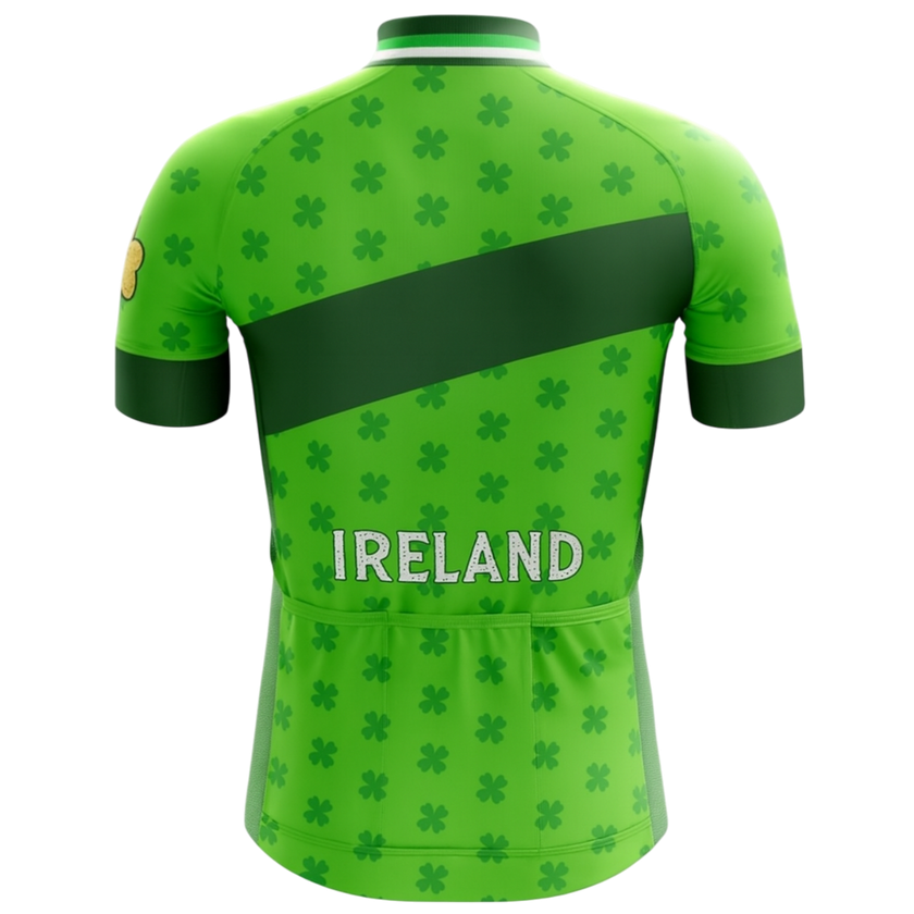Ireland Irish Leaf Cycling Jersey For Men, Irish Green Jersey - Short Sleeve Cycling Jersey-Green