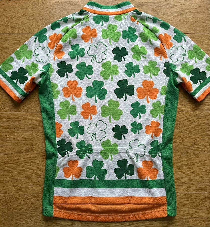 Ireland Irish Leaf Cycling Jersey, St Patrick Holiday Cycling Kit - Mens Cycling Jersey-White