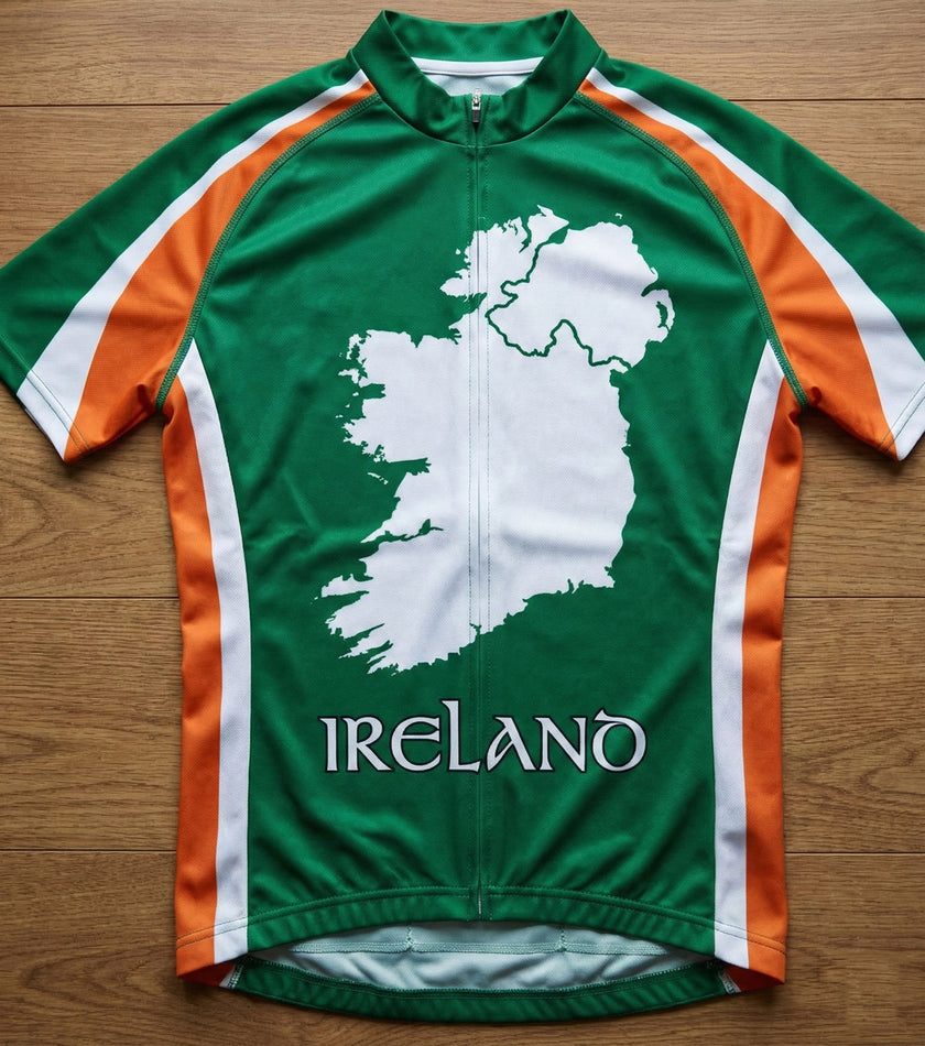 Ireland Map Cycling Jersey, Green Cycling Jersey Kit - Mens Cycling Jersey-Green