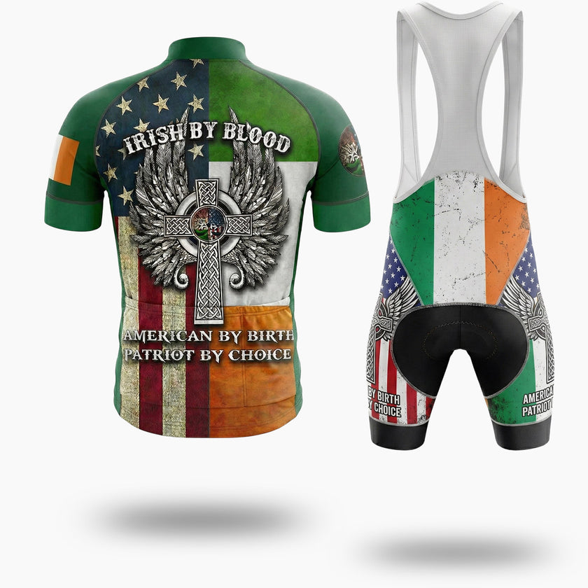 Irish By Blood, American By Birth, Patriot By Choice, Irish Cycling Jersey Set - Short Sleeve Cycling Jersey Kit-White