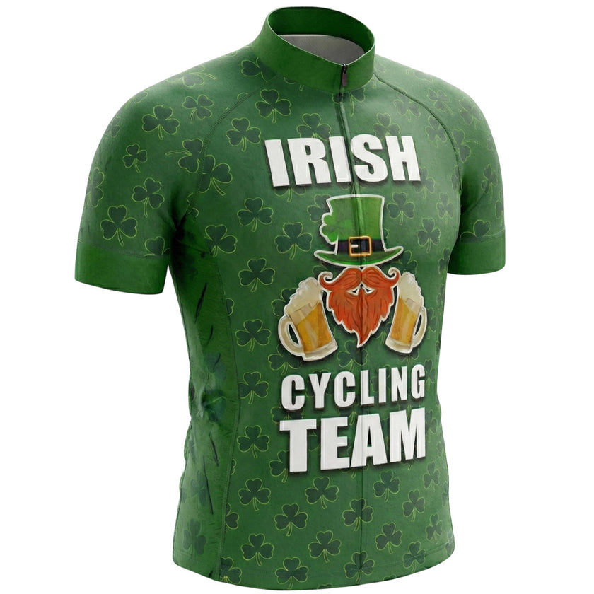 Irish Cycling Team, Irish Holiday For Cyclist By Green Cycling Jersey - Short Sleeve Cycling Jersey-White