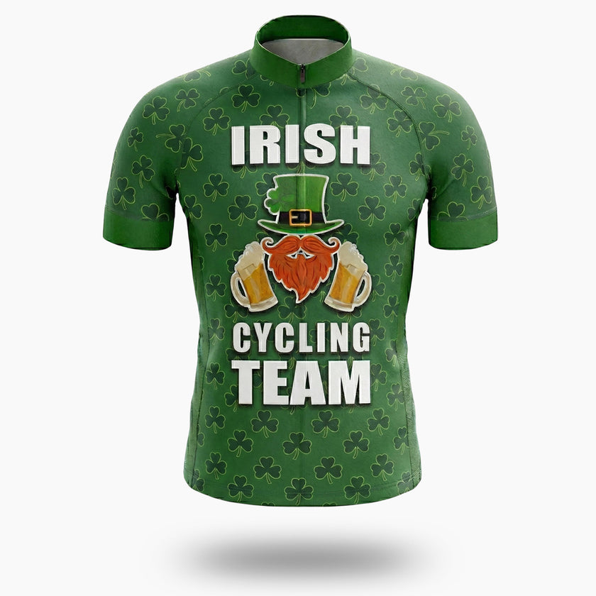 Irish Cycling Team, Irish Holiday For Cyclist By Green Cycling Jersey - Short Sleeve Cycling Jersey-White