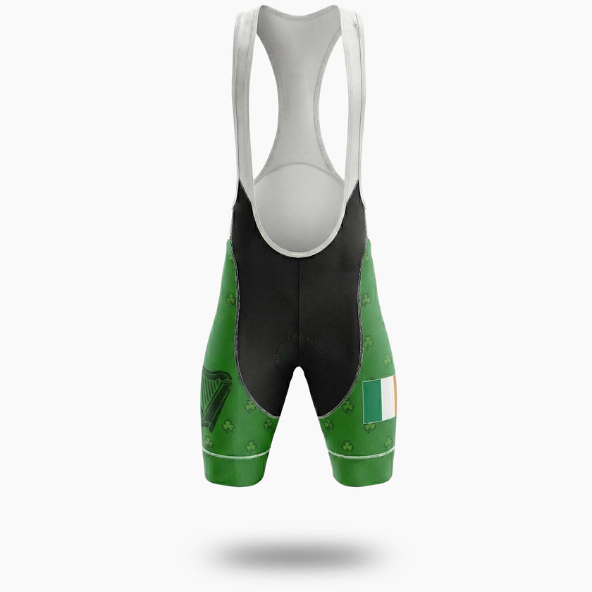 Irish Holiday The Celtic Harp Cycling Short Sleeve Jersey, Green Cycling Full Kit - Bib Shorts-White