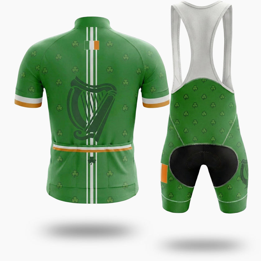 Irish Holiday The Celtic Harp Cycling Short Sleeve Jersey, Green Cycling Full Kit - Short Sleeve Cycling Jersey Kit-White
