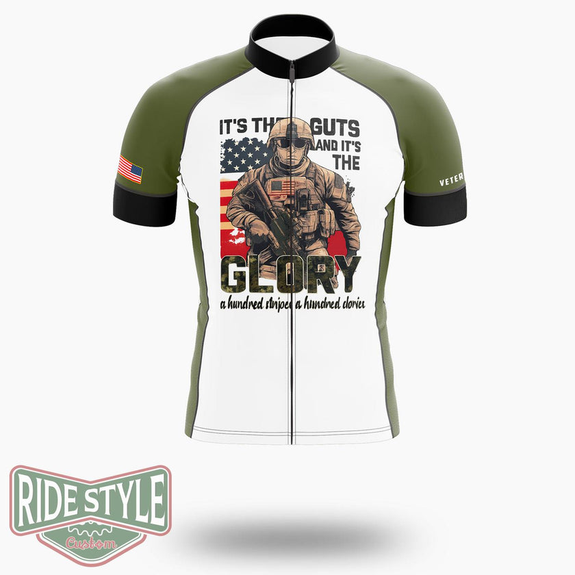 It's The Guts And The Glory Patriotic Cycling Jersey - Short Sleeve Cycling Jersey-White
