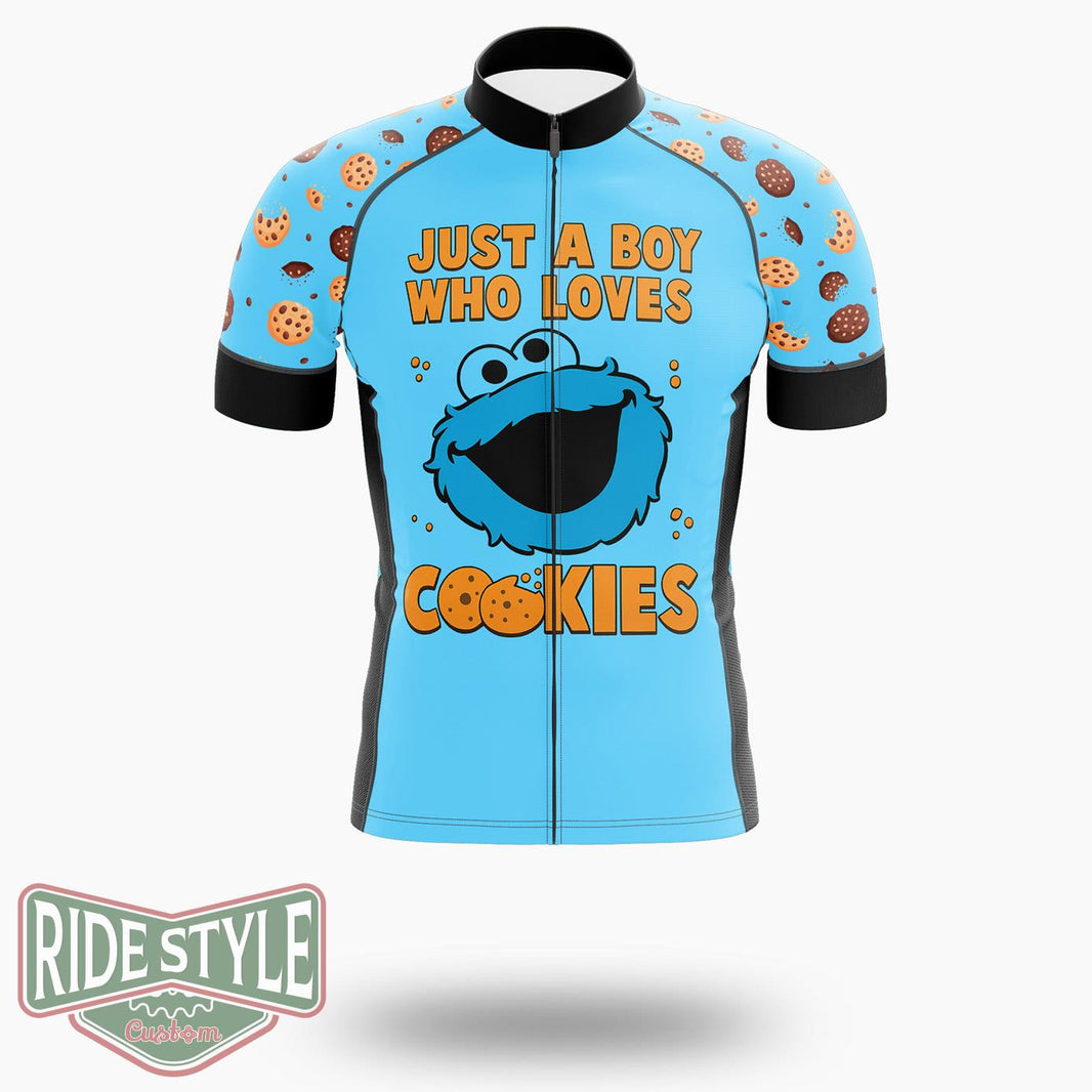 Just A Boy Who Loves Cookies Cycling Jersey Kit, Bicycle Clothing - Short Sleeve Cycling Jersey-White