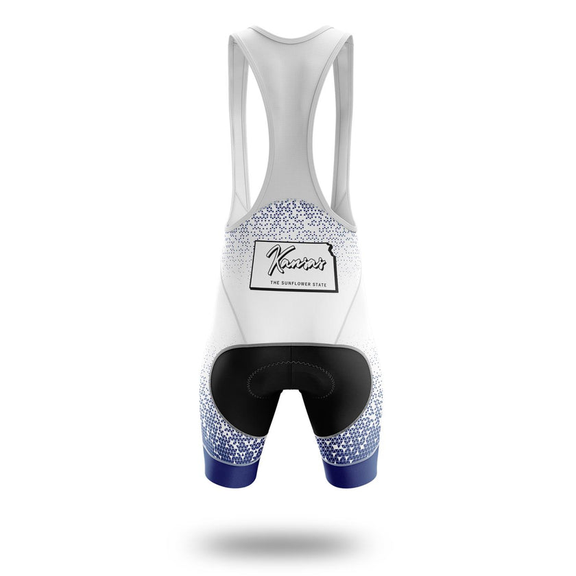Kansas Cycling Jersey, The Sunflower State Kansas Map Cycling Jersey Set - Bib Shorts-White