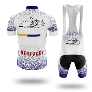Kentucky Cycling Jersey and Bib Short Set, Kentucky Map The Bluegrass State Cycling Jersey - Short Sleeve Cycling Jersey Kit-White