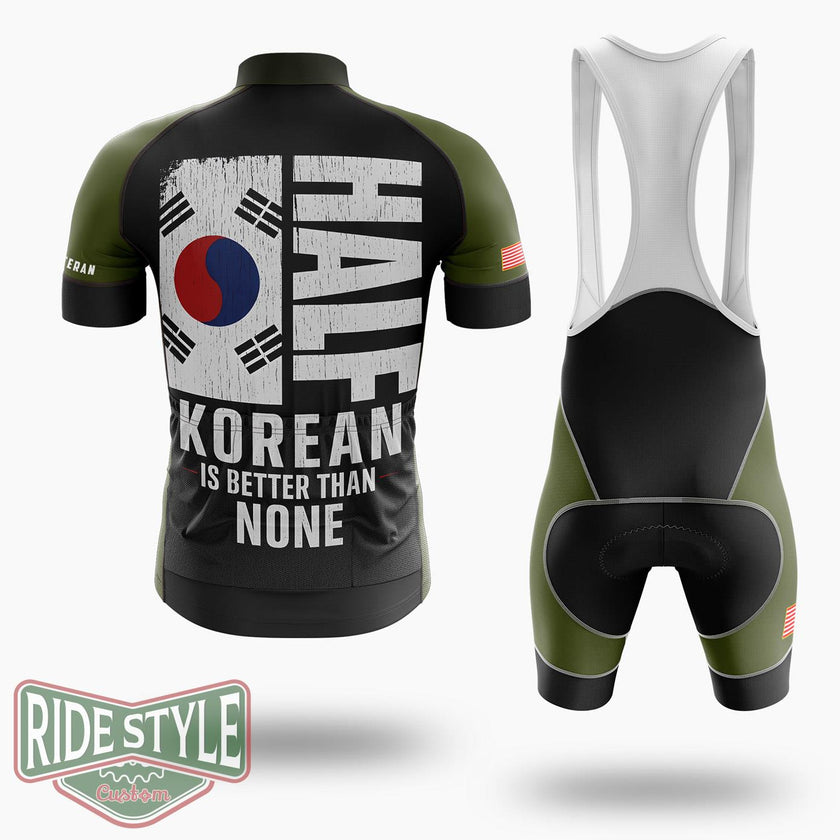 Korea Flag Shirt - Half Korean Is Better Than None Cycling Jersey - Short Sleeve Cycling Jersey Kit-White