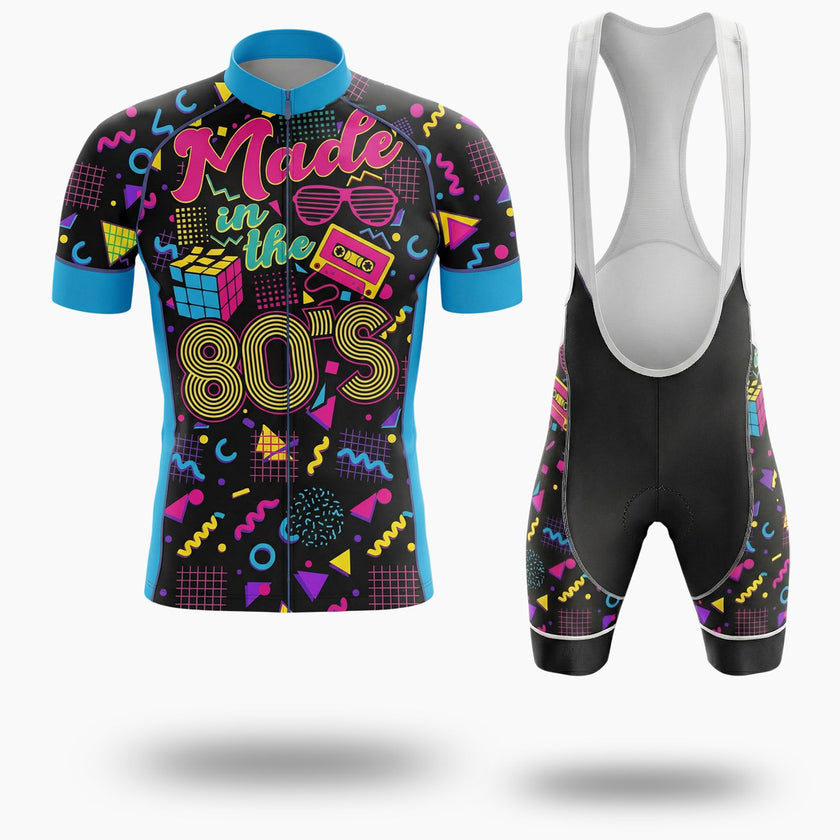 Made In The 80s Men's Cycling Jersey Retro 80s Jersey - Short Sleeve Cycling Jersey Kit-White