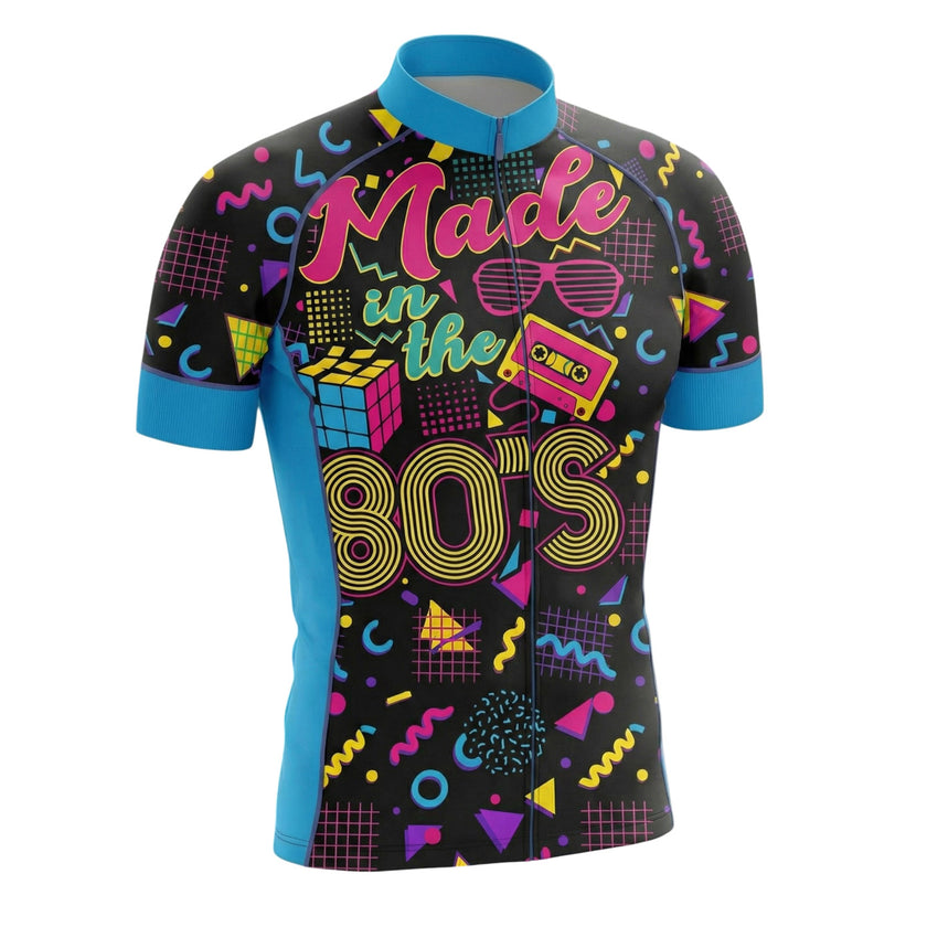Made In The 80s Men's Cycling Jersey Retro 80s Jersey - Short Sleeve Cycling Jersey-White