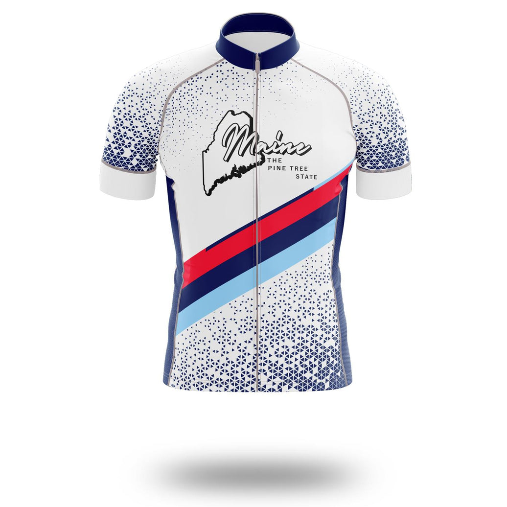 Maine Cycling Jersey, Map Bike Jersey and Bib Shorts - Short Sleeve Cycling Jersey-White