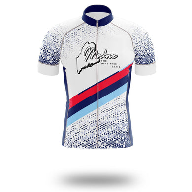 Maine Cycling Jersey, Map Bike Jersey and Bib Shorts - Short Sleeve Cycling Jersey-White