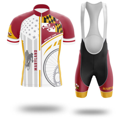 Maryland Cycling Jersey Personalized Name, Maryland Flag Cycling Set - Short Sleeve Cycling Jersey Kit-White