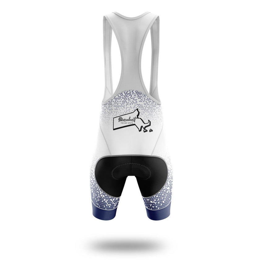 Massachusetts Cycling Jersey, Performance Massachusetts Map Cycling Jersey and Bib Short - Bib Shorts-White