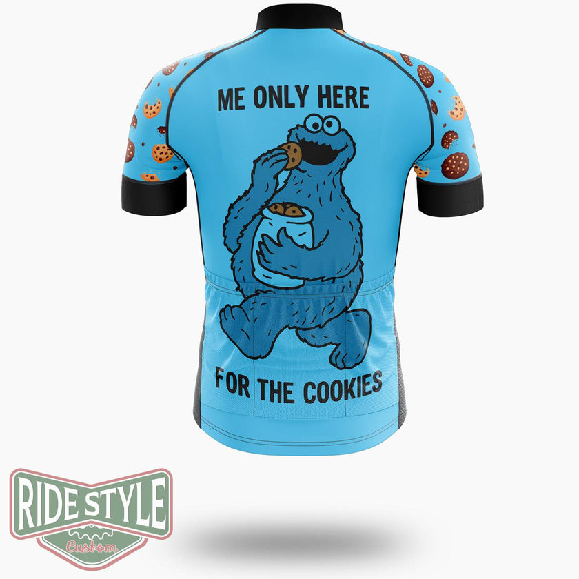 Me Only Here For The Cookies Cycling Jersey Kit, Bicycle Clothing - Short Sleeve Cycling Jersey-White