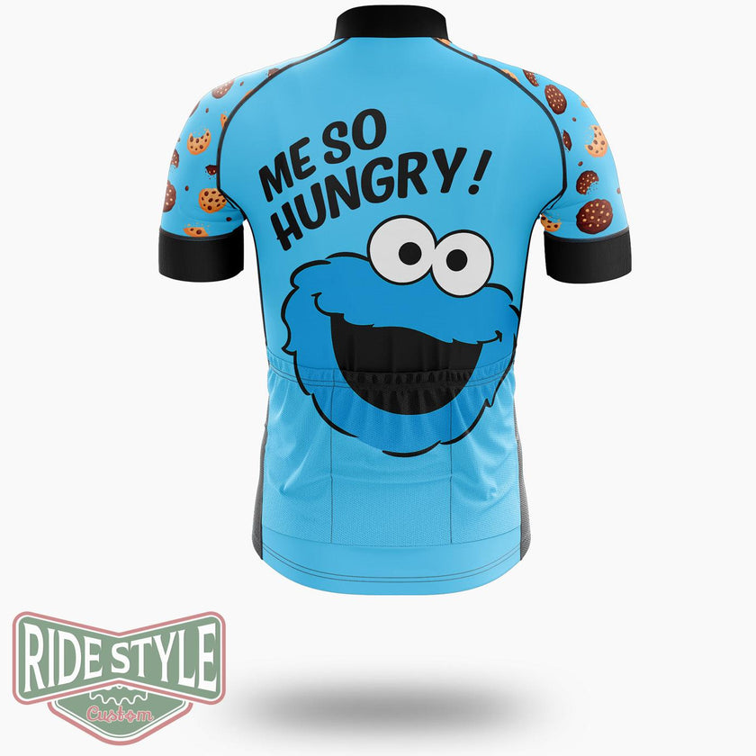 Me So Hungry Meme Cookie Monster Cycling Jersey Kit, Bicycle Clothing - Short Sleeve Cycling Jersey-White