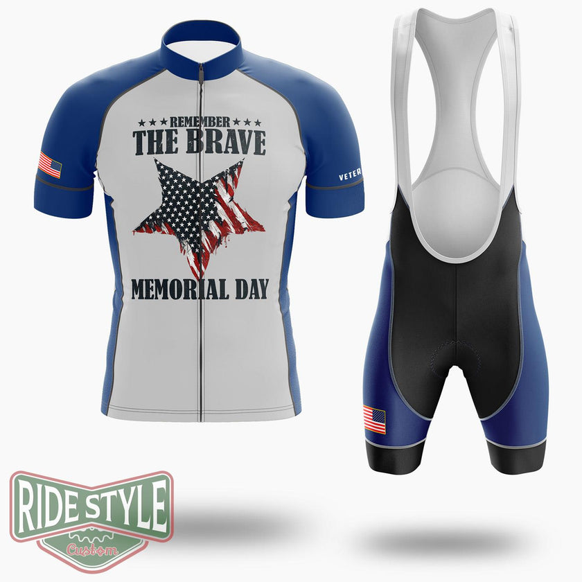 Memorial Day 2021 - Remember The Brave Memorial Day Cycling Jersey Kit - Short Sleeve Cycling Jersey Kit-White