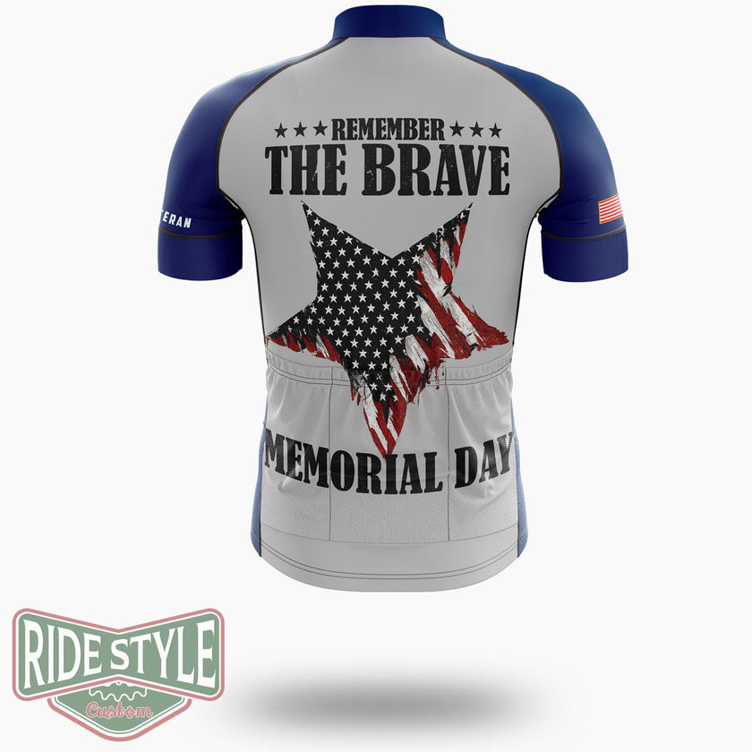 Memorial Day 2021 - Remember The Brave Memorial Day Cycling Jersey Kit - Short Sleeve Cycling Jersey-White