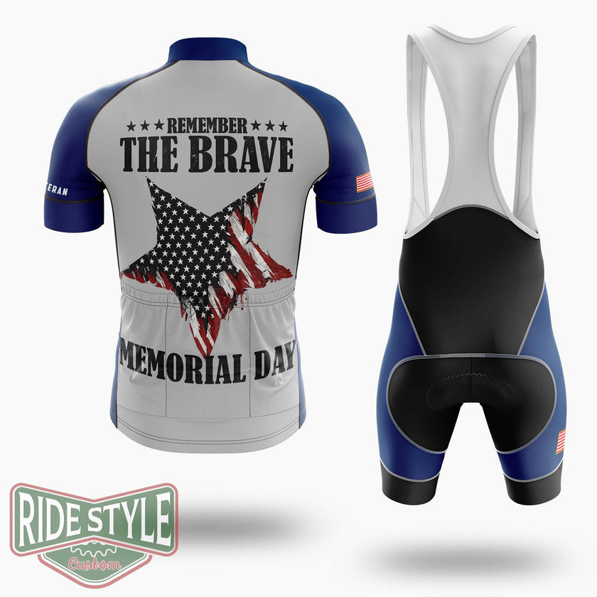 Memorial Day 2021 - Remember The Brave Memorial Day Cycling Jersey Kit - Short Sleeve Cycling Jersey Kit-White