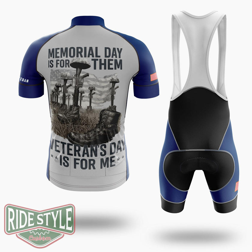 Memorial Day Is For Them Veteran's Day Is For Me Cycling Jersey Kit - Short Sleeve Cycling Jersey Kit-White