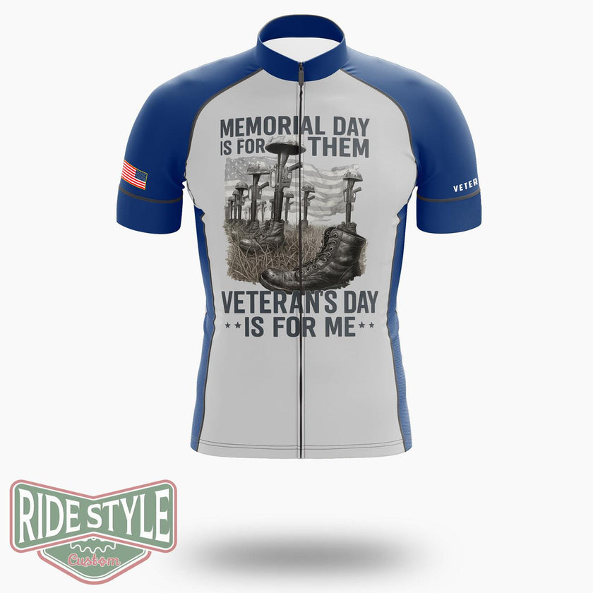 Memorial Day Is For Them Veteran's Day Is For Me Cycling Jersey Kit - Short Sleeve Cycling Jersey-White