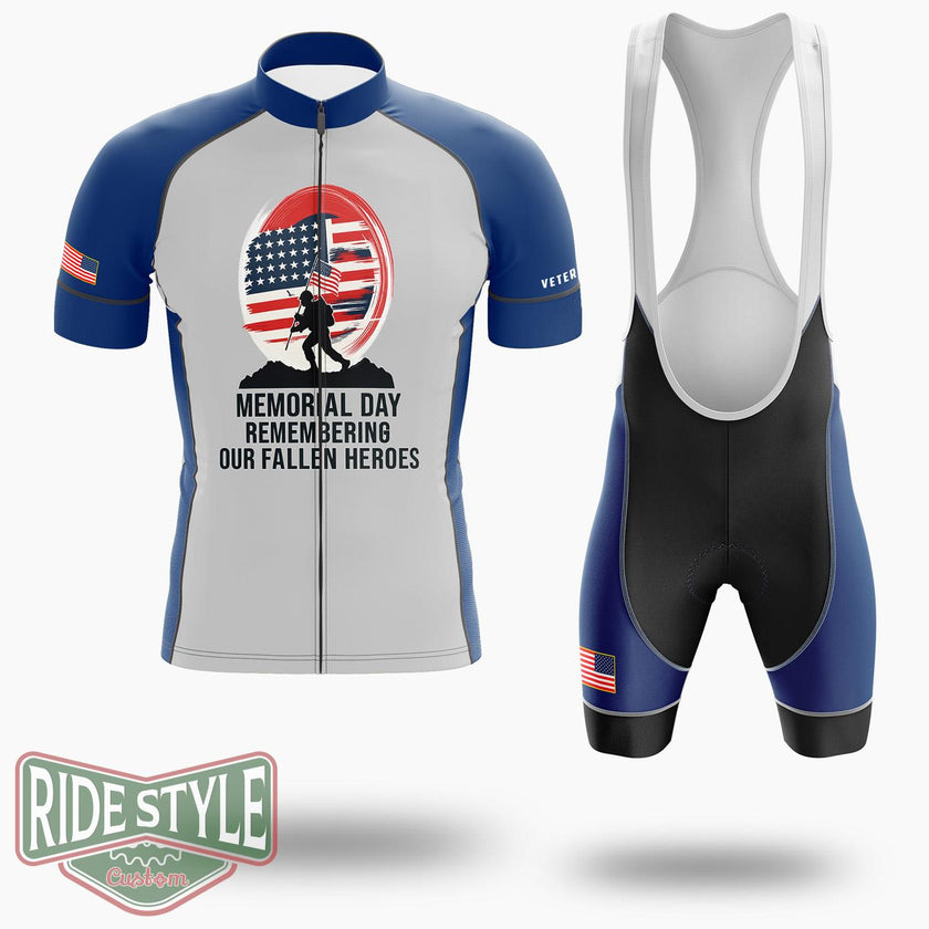 Memorial Day Remembering Our Fallen Heroe Cycling Jersey Kit - Short Sleeve Cycling Jersey Kit-White