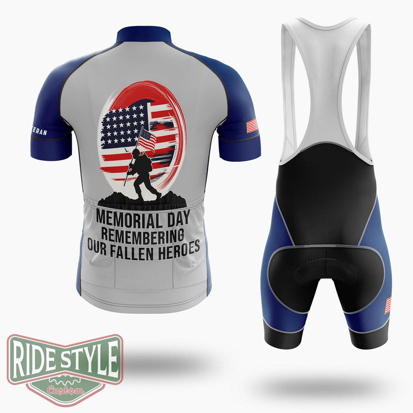 Memorial Day Remembering Our Fallen Heroe Cycling Jersey Kit - Short Sleeve Cycling Jersey Kit-White