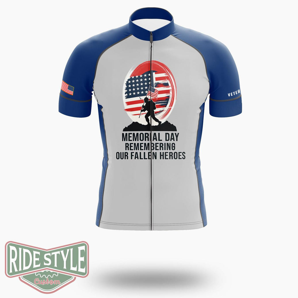 Memorial Day Remembering Our Fallen Heroe Cycling Jersey Kit - Short Sleeve Cycling Jersey-White