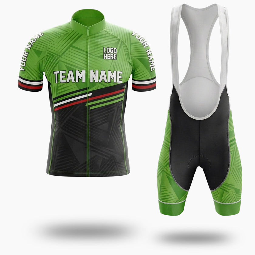 Men Cycling Jersey Green Color, Bike Jersey Custom Team Name, Custom Name, Bike Jersey - Short Sleeve Cycling Jersey Kit-White