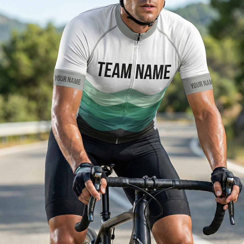 Men's Bike Cycling Jersey Personalized Team Name Jersey Full Set - Short Sleeve Cycling Jersey-White