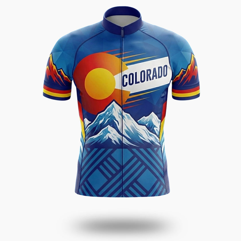 Men's Bike Jersey Colorado Mountain, Colorado Cycling Jersey For A Gift - Short Sleeve Cycling Jersey-White