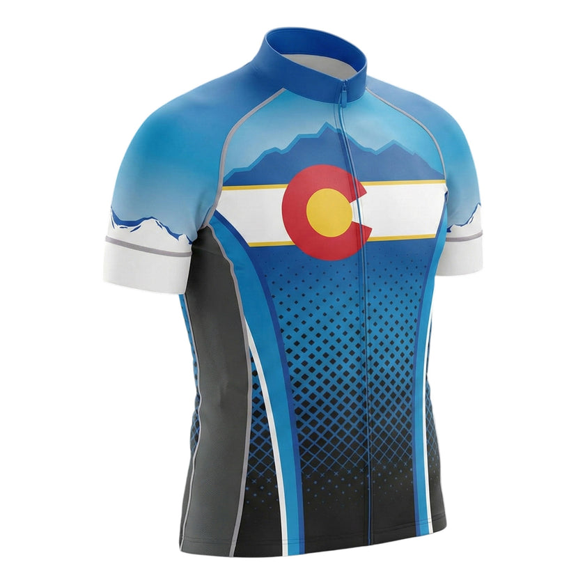 Men's Colorado Blue Cycling Jersey Full Kit - Short Sleeve Cycling Jersey-White
