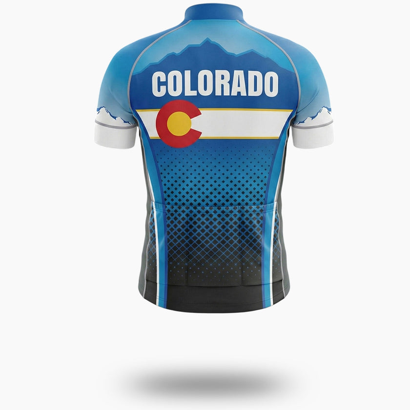 Men's Colorado Blue Cycling Jersey Full Kit - Short Sleeve Cycling Jersey-White