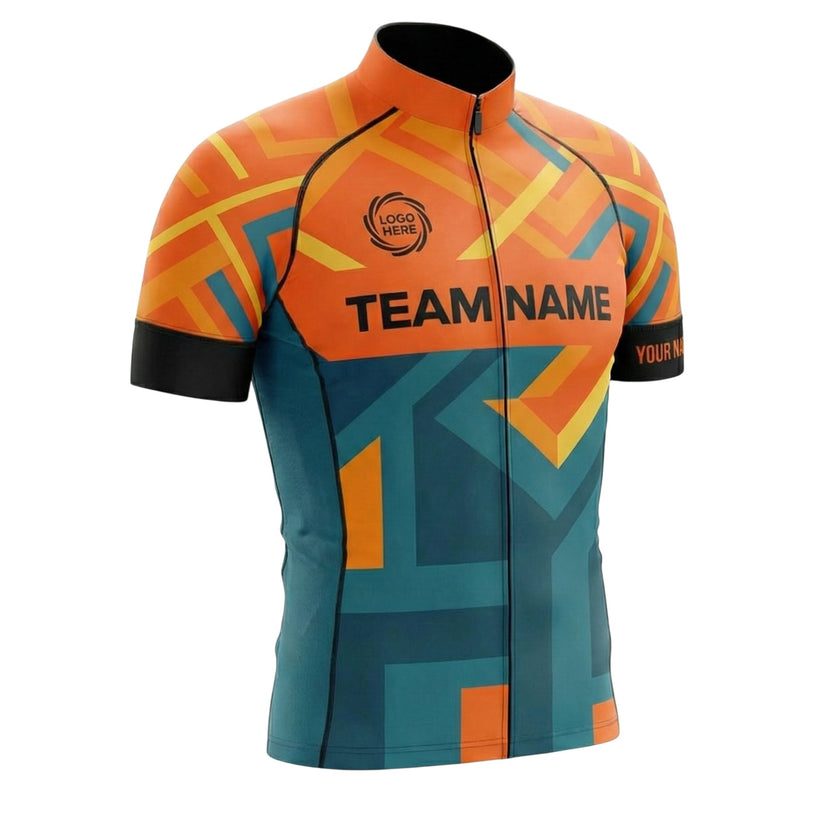 Men's Orange Cycling Jersey Custom Name, Custom Team Name, Custom Team Logo Bike Jersey Full Kit - Short Sleeve Cycling Jersey-White