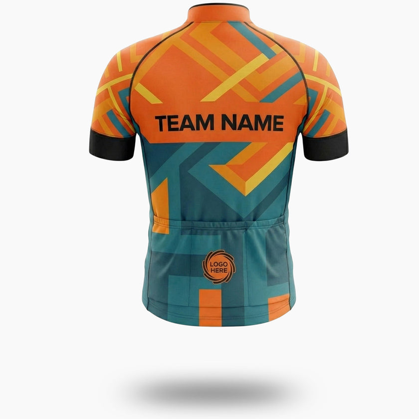 Men's Orange Cycling Jersey Custom Name, Custom Team Name, Custom Team Logo Bike Jersey Full Kit - Short Sleeve Cycling Jersey-White