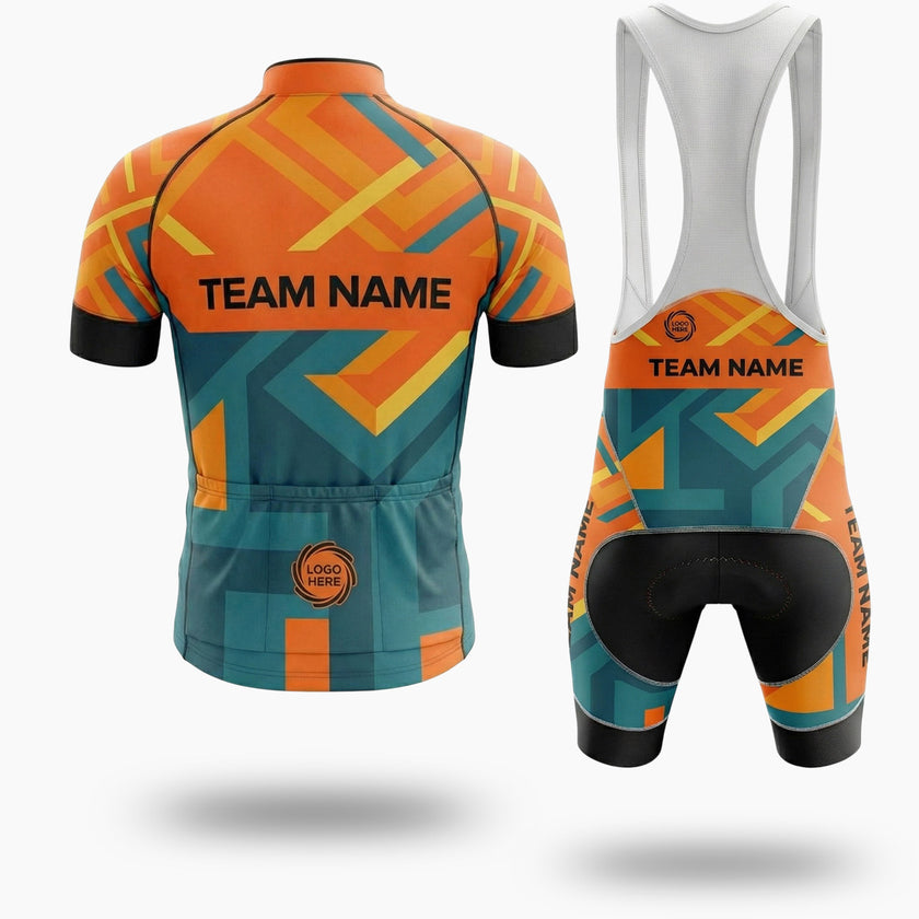 Men's Orange Cycling Jersey Custom Name, Custom Team Name, Custom Team Logo Bike Jersey Full Kit - Short Sleeve Cycling Jersey Kit-White
