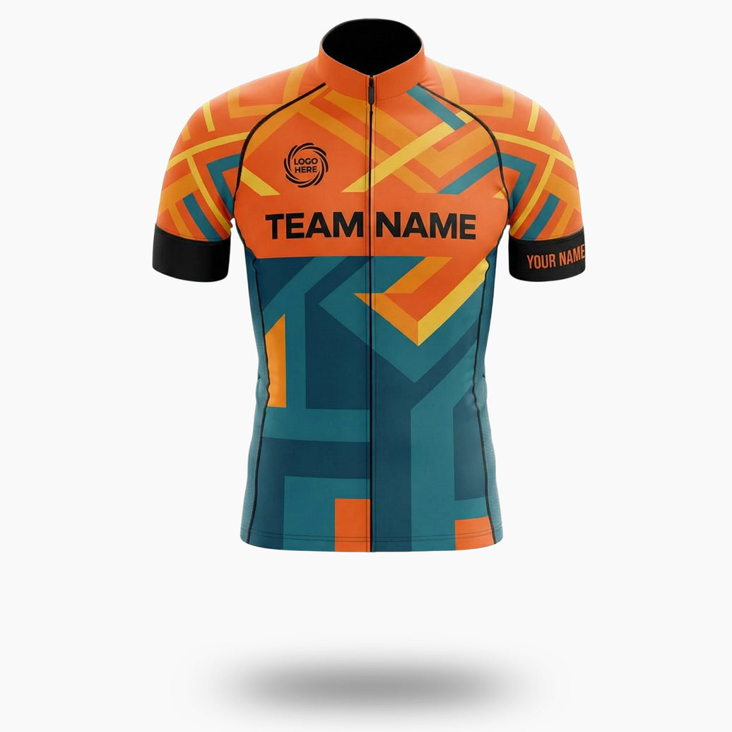 Men's Orange Cycling Jersey Custom Name, Custom Team Name, Custom Team Logo Bike Jersey Full Kit - Short Sleeve Cycling Jersey-White