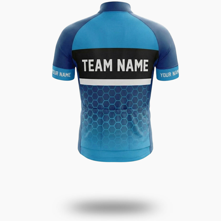 Men's Royal Cycling Jersey Custom Team Name, Custom Logo, Personalized Name Bike Jersey Full Set - Short Sleeve Cycling Jersey-White