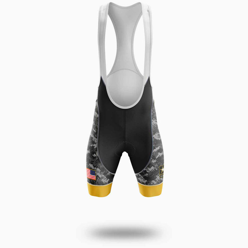 Men's US Army Cycling Jersey, Black Camo Cycling Jersey - Bib Shorts-White
